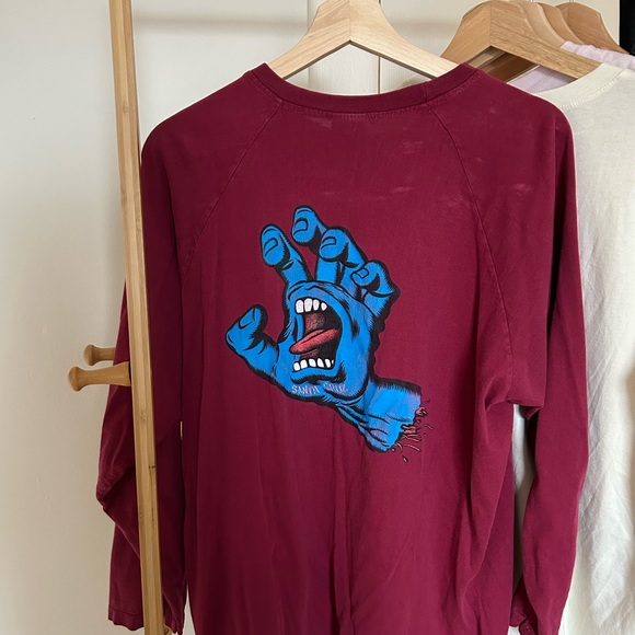 Santa Cruz Long-sleeve Shirt Screaming Hand Burgendy - Picture 2 of 4